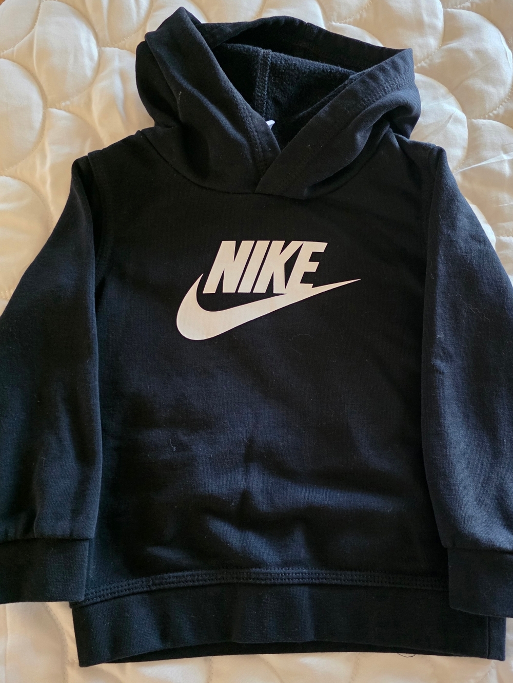 Nike Black Hoodie with White Swoosh Logo - Kids